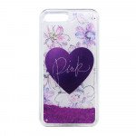 Wholesale iPhone 7 Plus Design Glitter Liquid Star Dust Clear Case (Pink Purple)